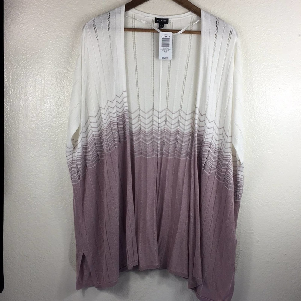 Torrid Short Sleeve Chevron Stitch Kimono Purple